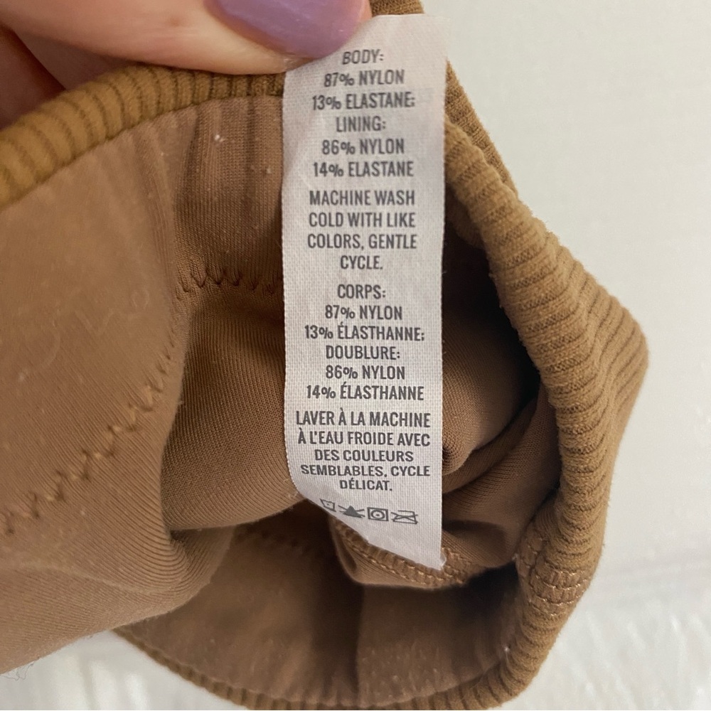 Aerie Offline Medium Brown Ribbed Crop Top Bra Medium Support Stretch Activewear - Picture 5 of 6